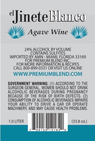TABC label artwork for El Jinete Blanco