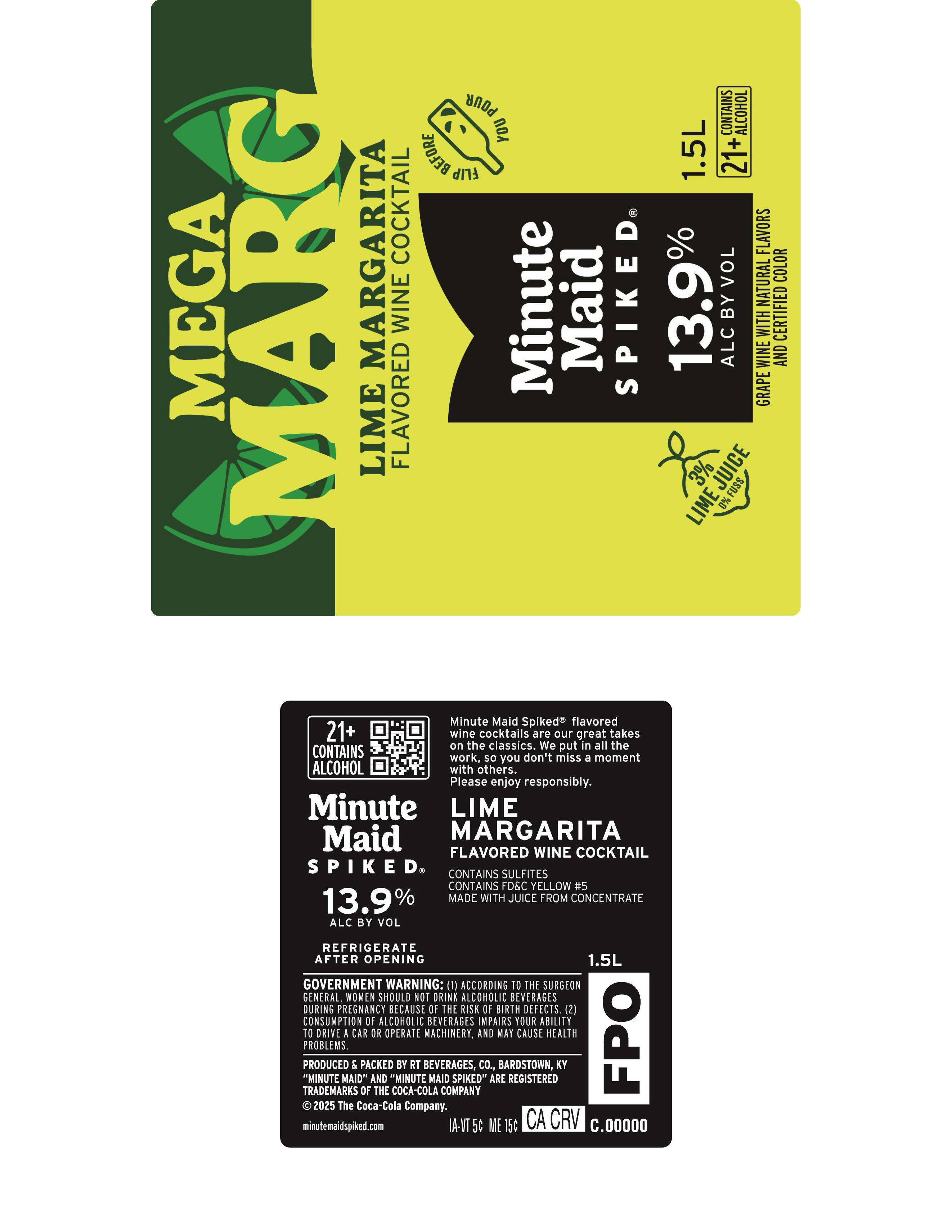 TABC label artwork for Minute Maid Spiked Lime Margarita MEGA MARG