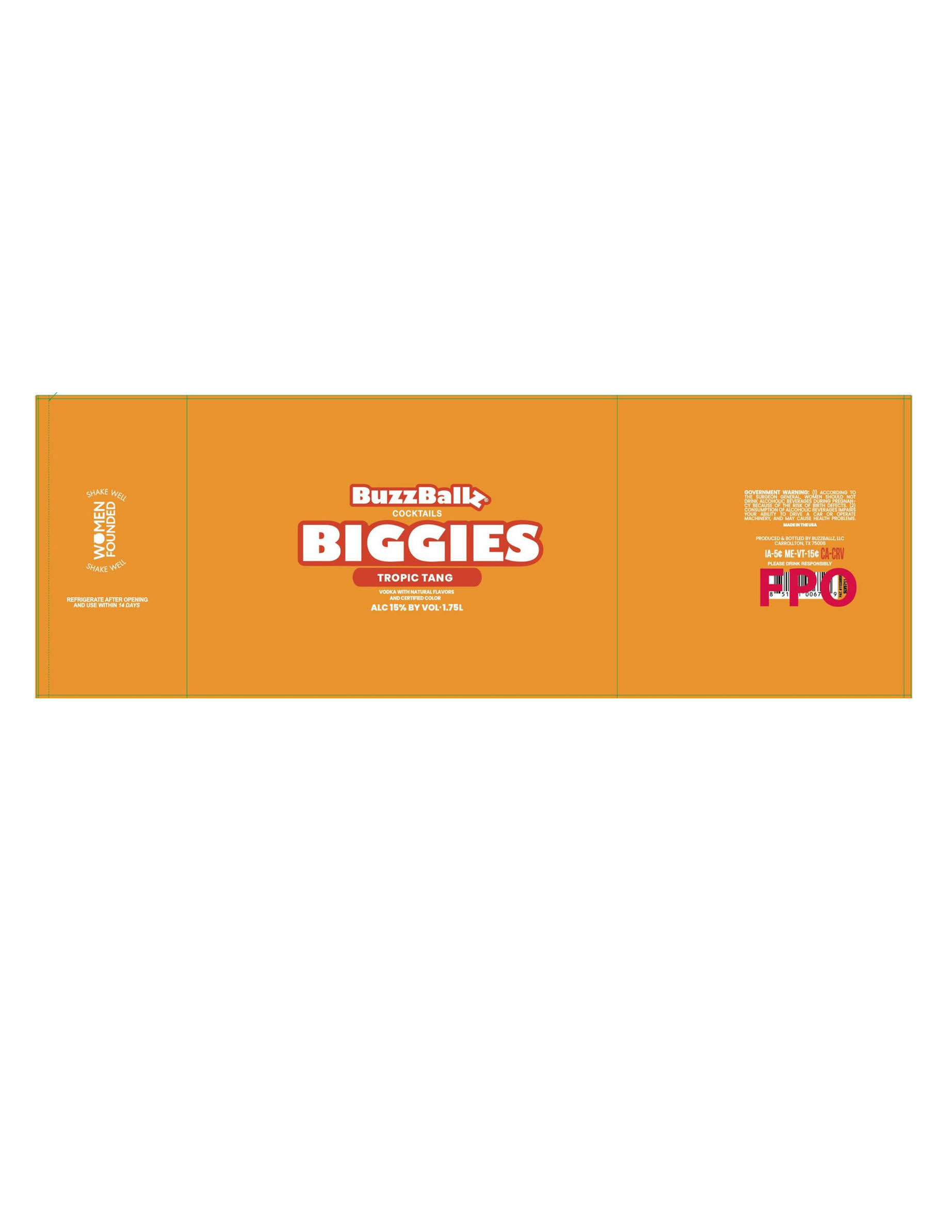 TABC label artwork for BuzzBallz Cocktails Biggies Tropic Tang
