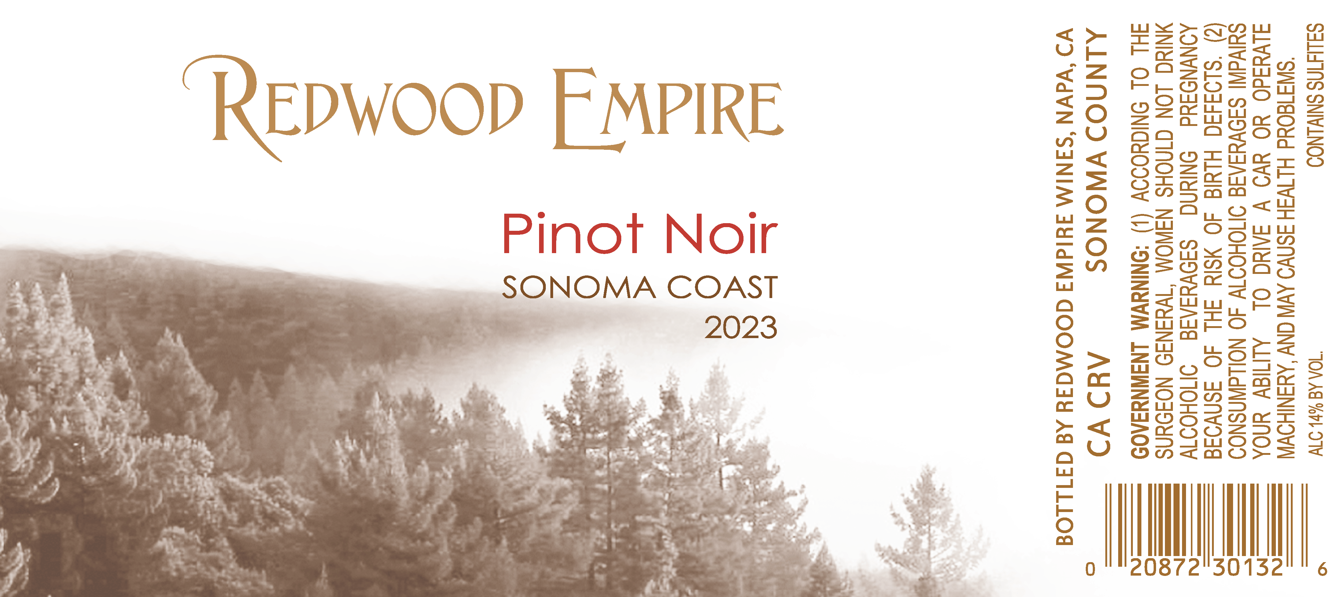 TABC label artwork for Redwood Empire Pinot Noir Sonoma Coast