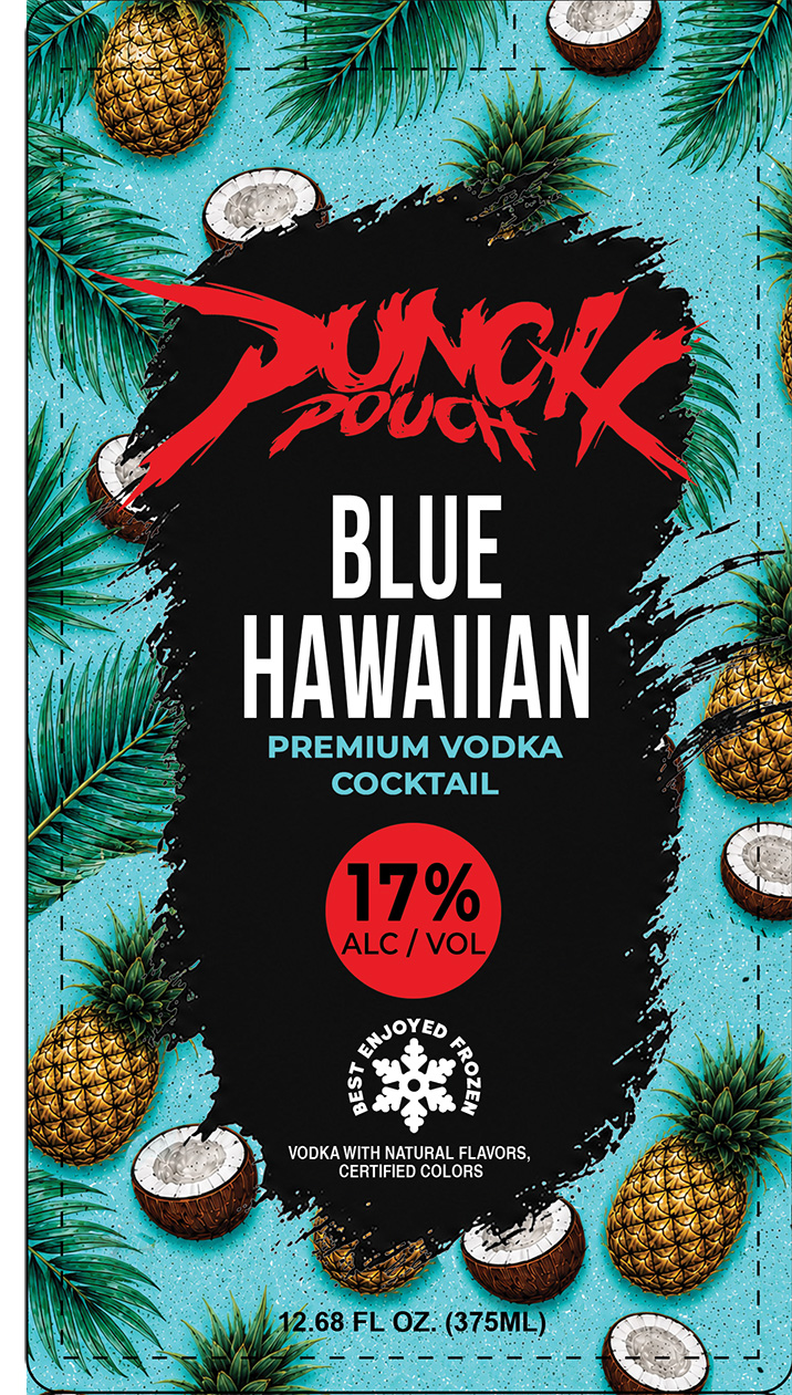 TABC label artwork for Punch Pouch - Blue Hawaiian