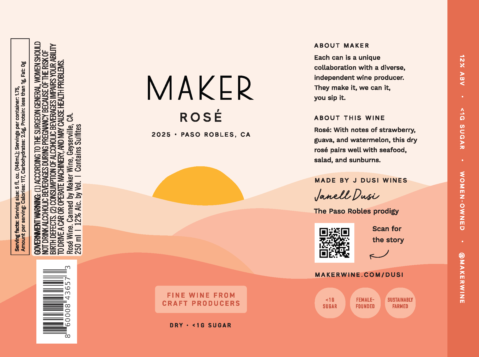 TABC label artwork for Maker Rose 2025 Paso Robles, CA