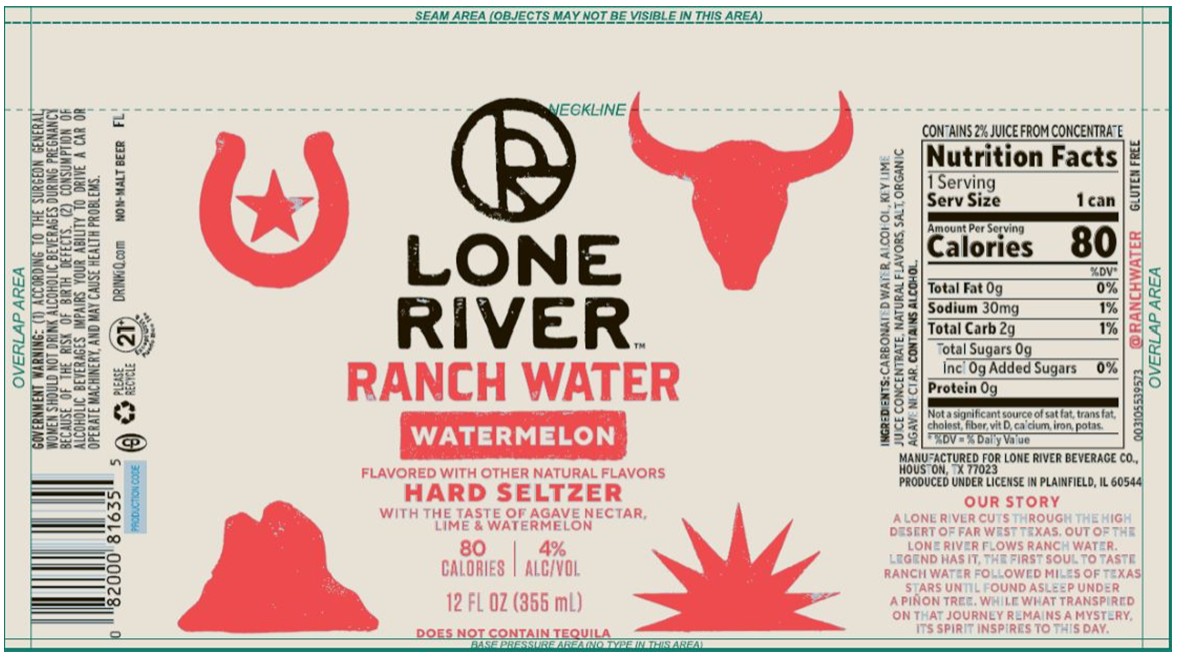 TABC label artwork for Lone River Ranch Water Watermelon