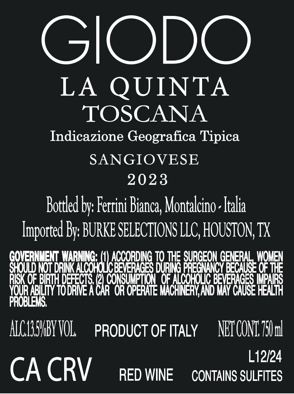 TABC label artwork for GIODO LA QUINTA TOSCANA