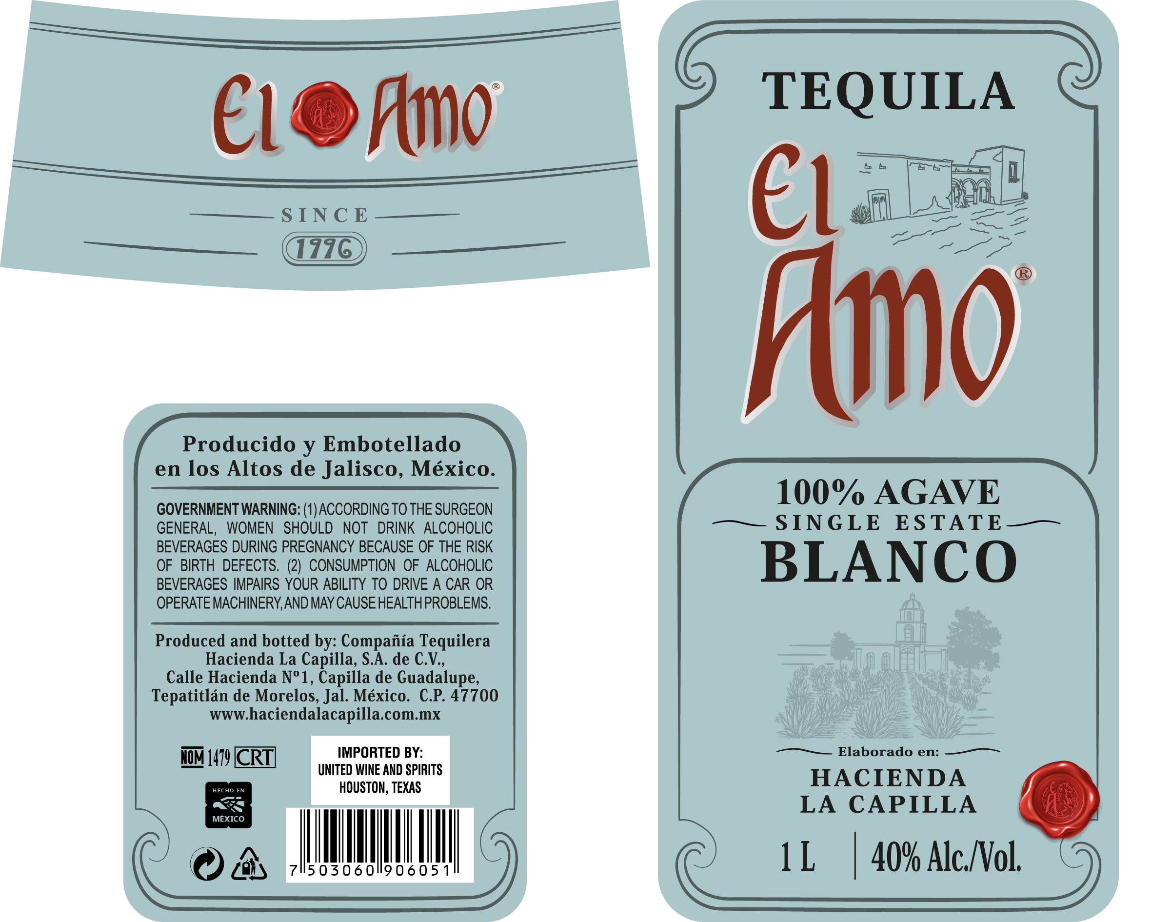 TABC label artwork for El Amo 1996 Blanco