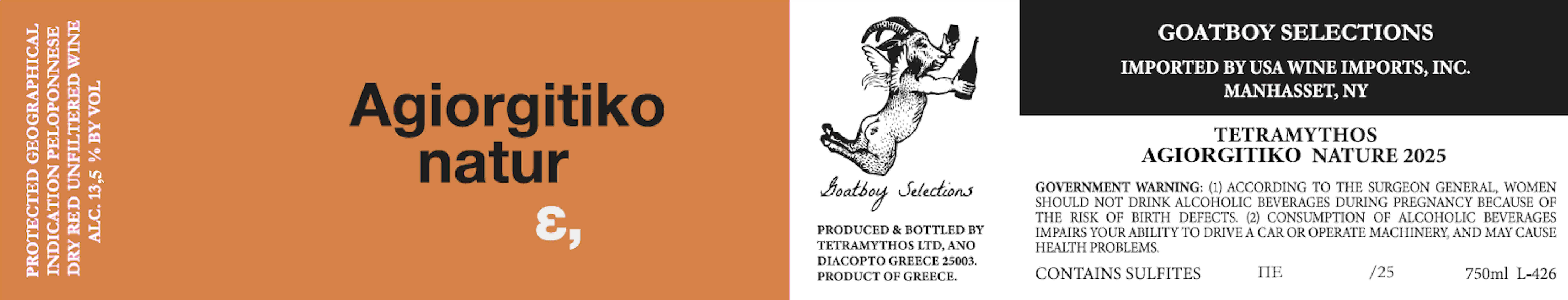 TABC label artwork for Tetramythos Nature Agiorgitiko Peloponnese Red Wine