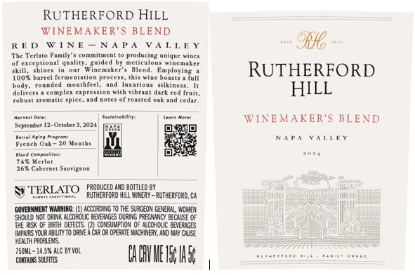 TABC label artwork for Rutherford Hill Red Wine Winemaker's Blend Napa Valley