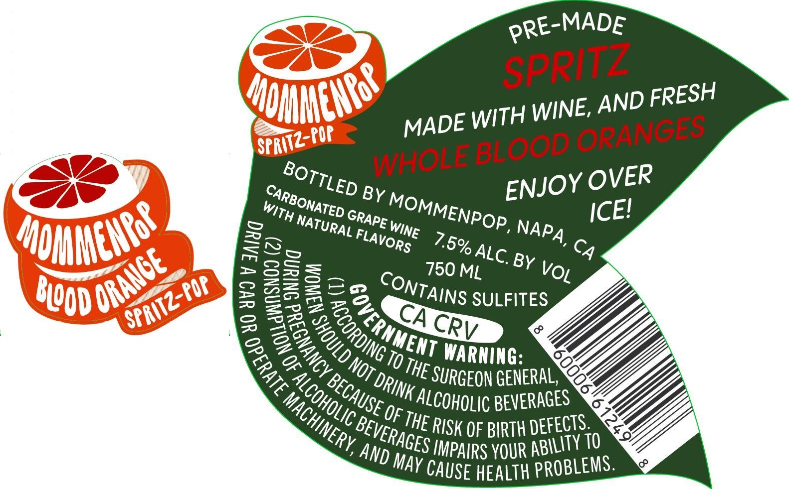 TABC label artwork for Mommenpop Blood Orange Spritz Pop