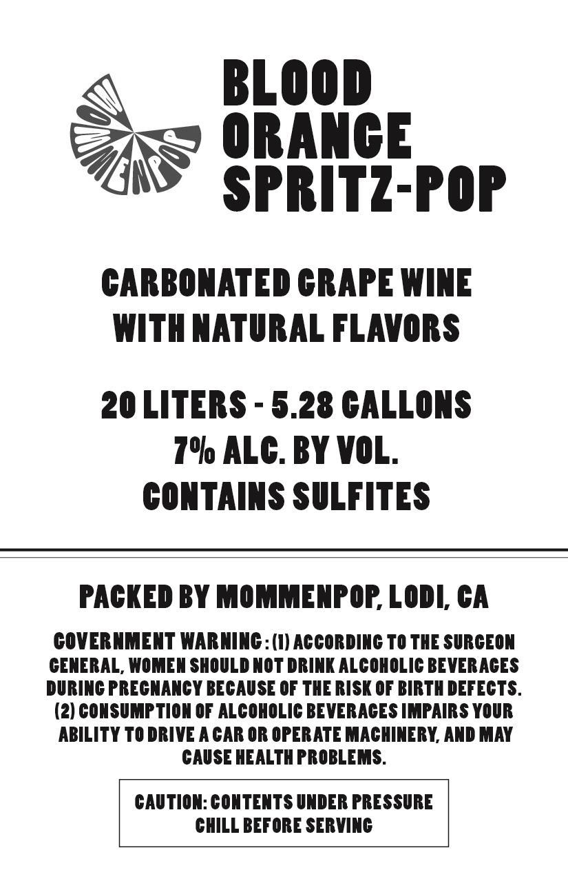 TABC label artwork for Mommenpop Blood Orange Spritz Pop