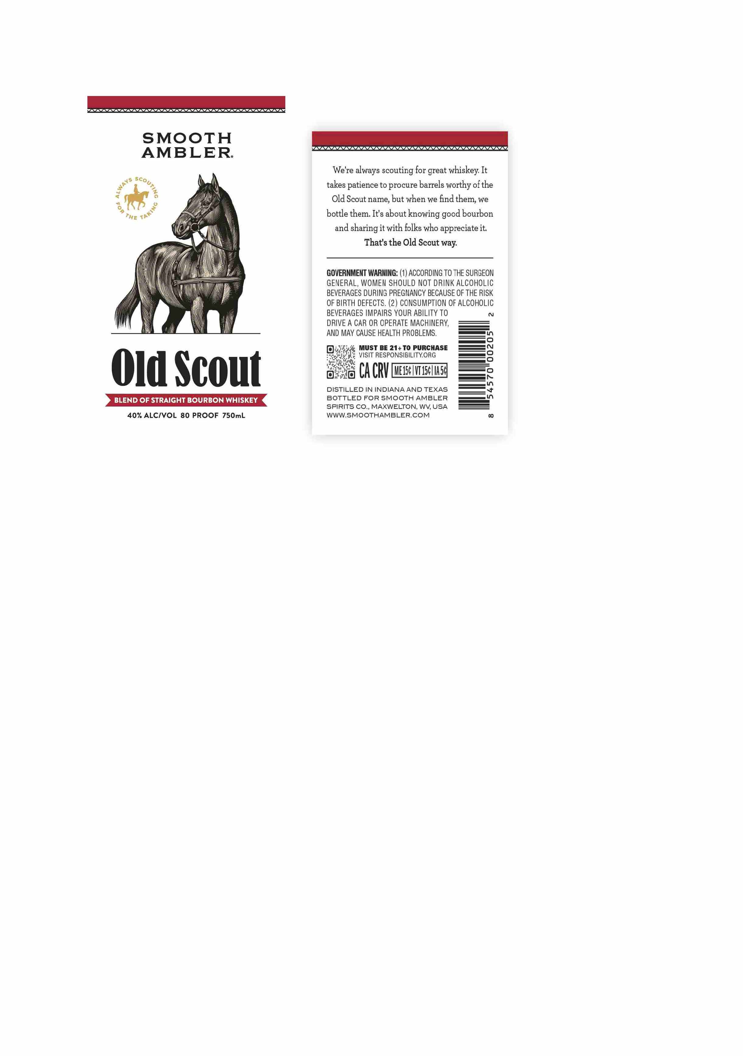 TABC label artwork for Smooth Ambler Old Scout Straight Bourbon Whisky 80