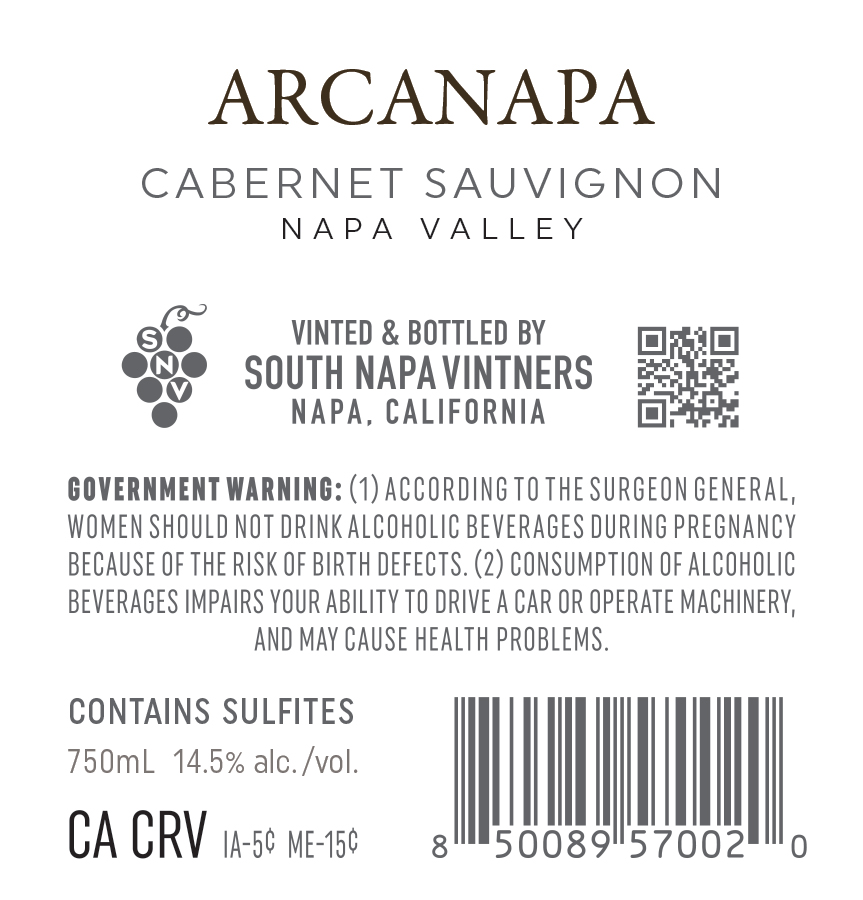 TABC label artwork for Arcanapa Cabernet Sauvignon Napa Valley