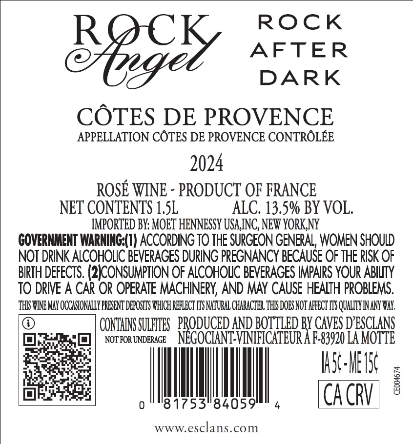 TABC label artwork for ROCK ANGEL ROCK AFTER DARK ROSE COTES DE PROVENCE