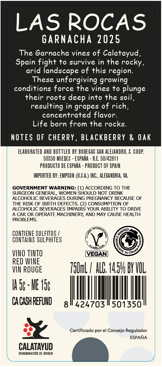TABC label artwork for LAS ROCAS GARNACHA