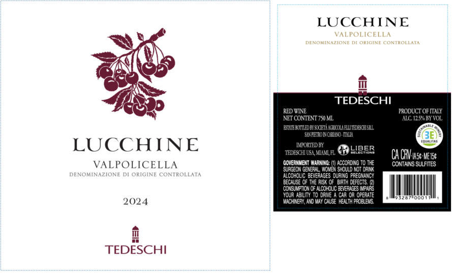 TABC label artwork for Tedeschi Lucchine Valpolicella DOC Red