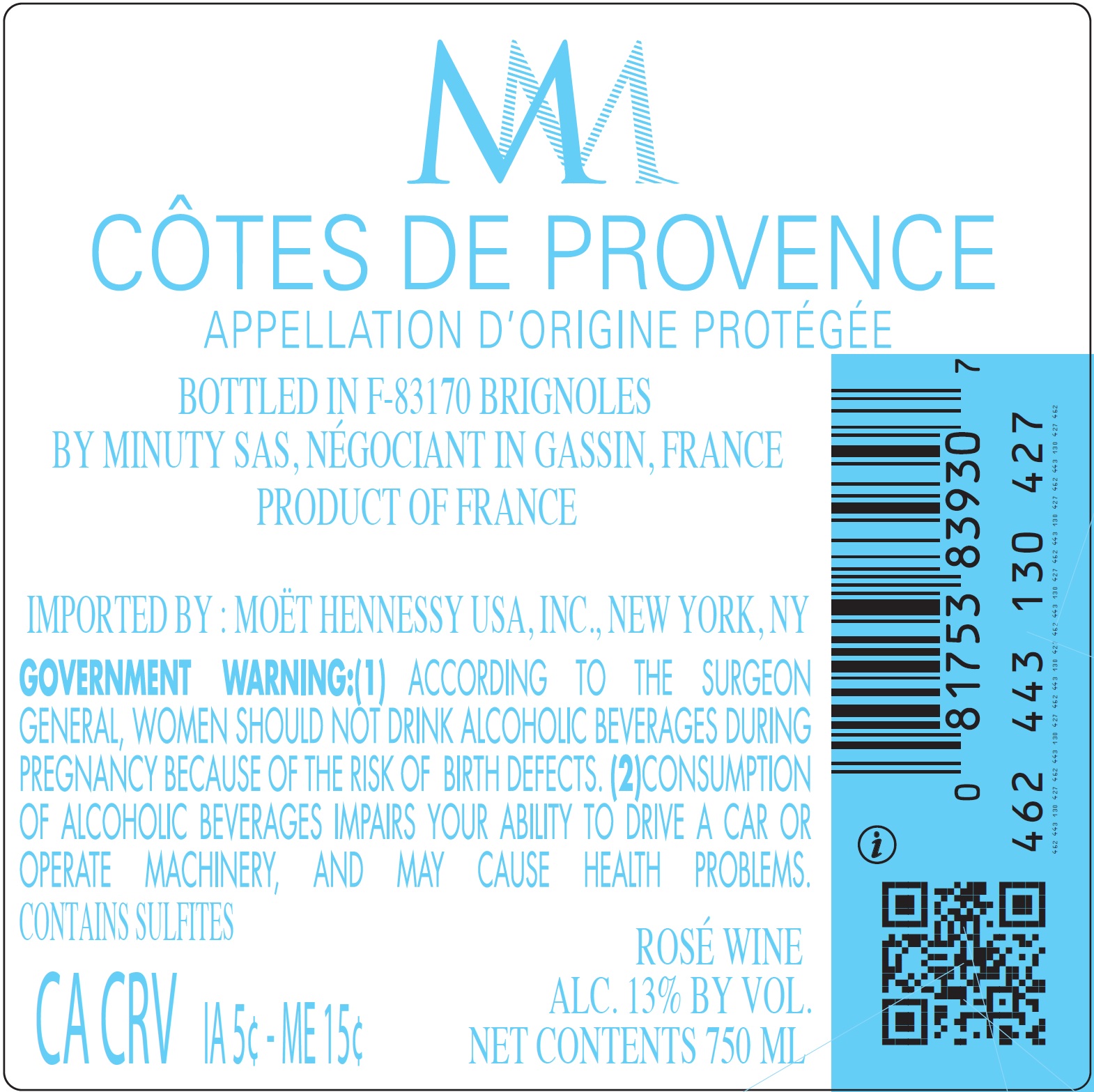 TABC label artwork for MINUTY M ROSE