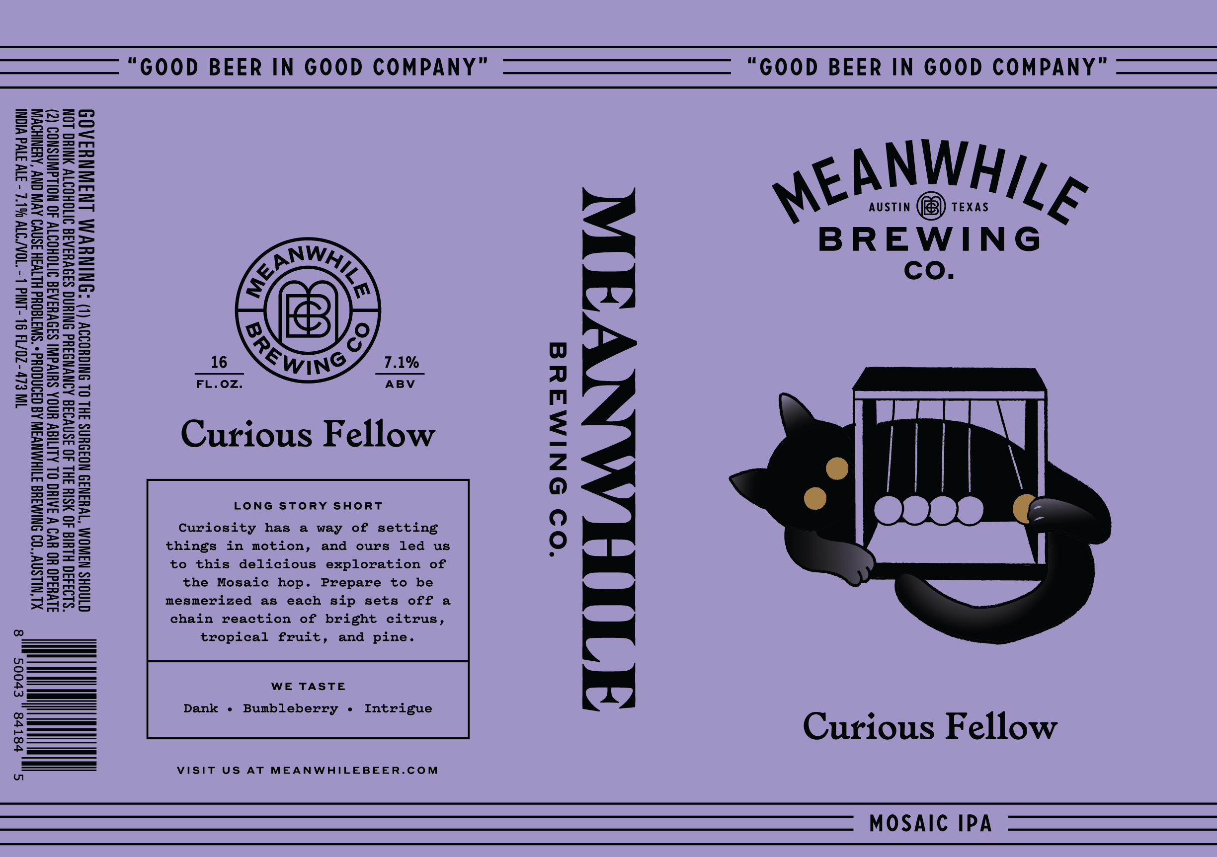 TABC label artwork for Curious Fellow IPA