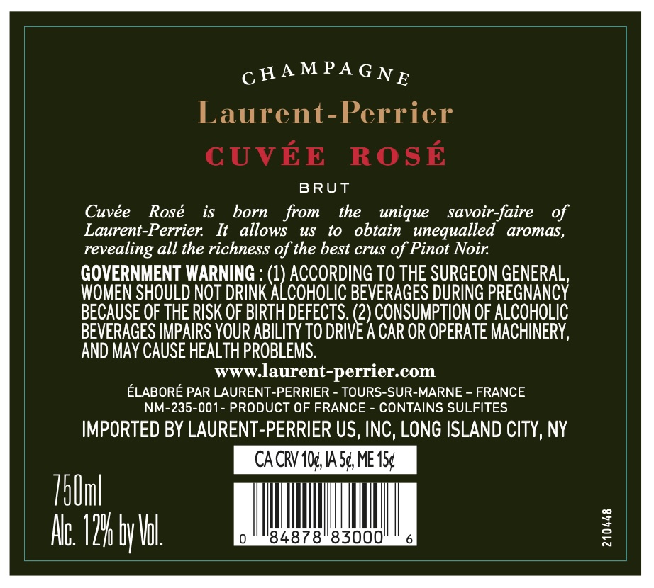 TABC label artwork for Laurent-Perrier Champagne, France, Cuvée Rosé