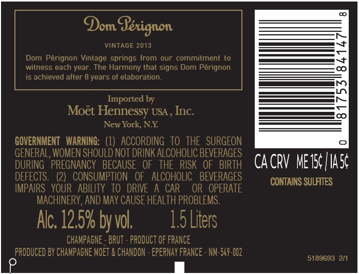 TABC label artwork for DOM PERIGNON BLANC VIBE DINING