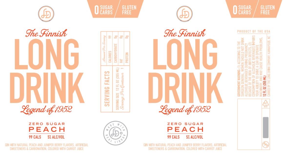 TABC label artwork for Long Drink Zero Sugar Peach