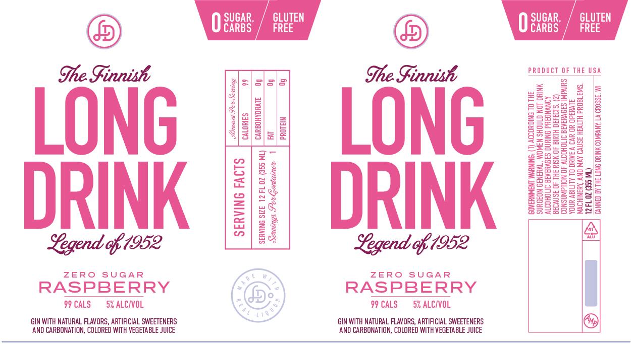TABC label artwork for Long Drink Zero Sugar Raspberry