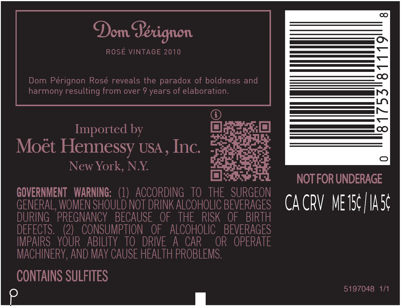 TABC label artwork for DOM PERIGNON ROSE