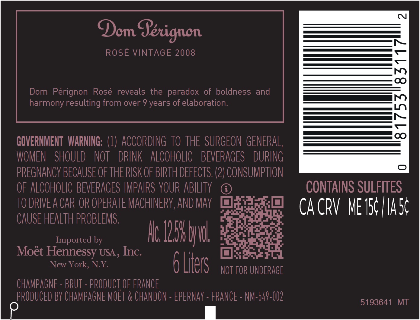 TABC label artwork for DOM PERIGNON ROSE LUMINOUS
