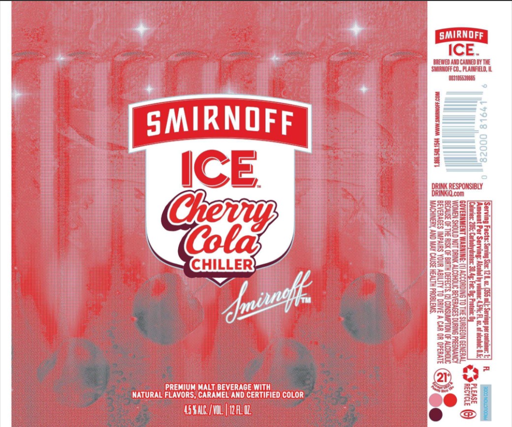 TABC label artwork for Smirnoff Ice Cherry Cola Chiller