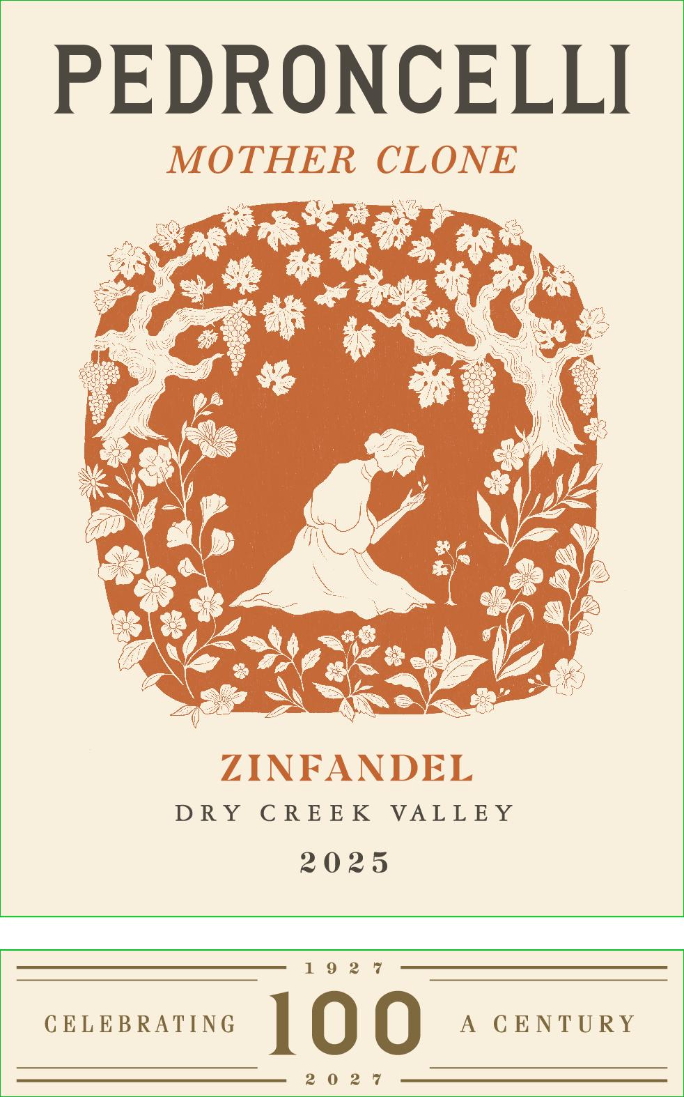 TABC label artwork for Pedroncelli Mother Clone Zinfandel Dry Creek Valley 2025