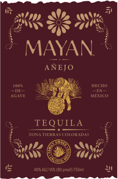 TABC label artwork for MAYAN TEQUILA - Anejo Tequila