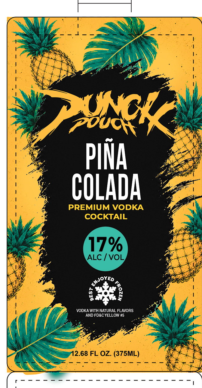 TABC label artwork for Punch Pouch - Pina Colada