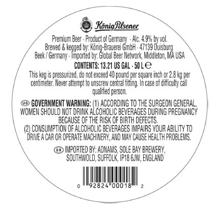 TABC label artwork for Konig Pilsner