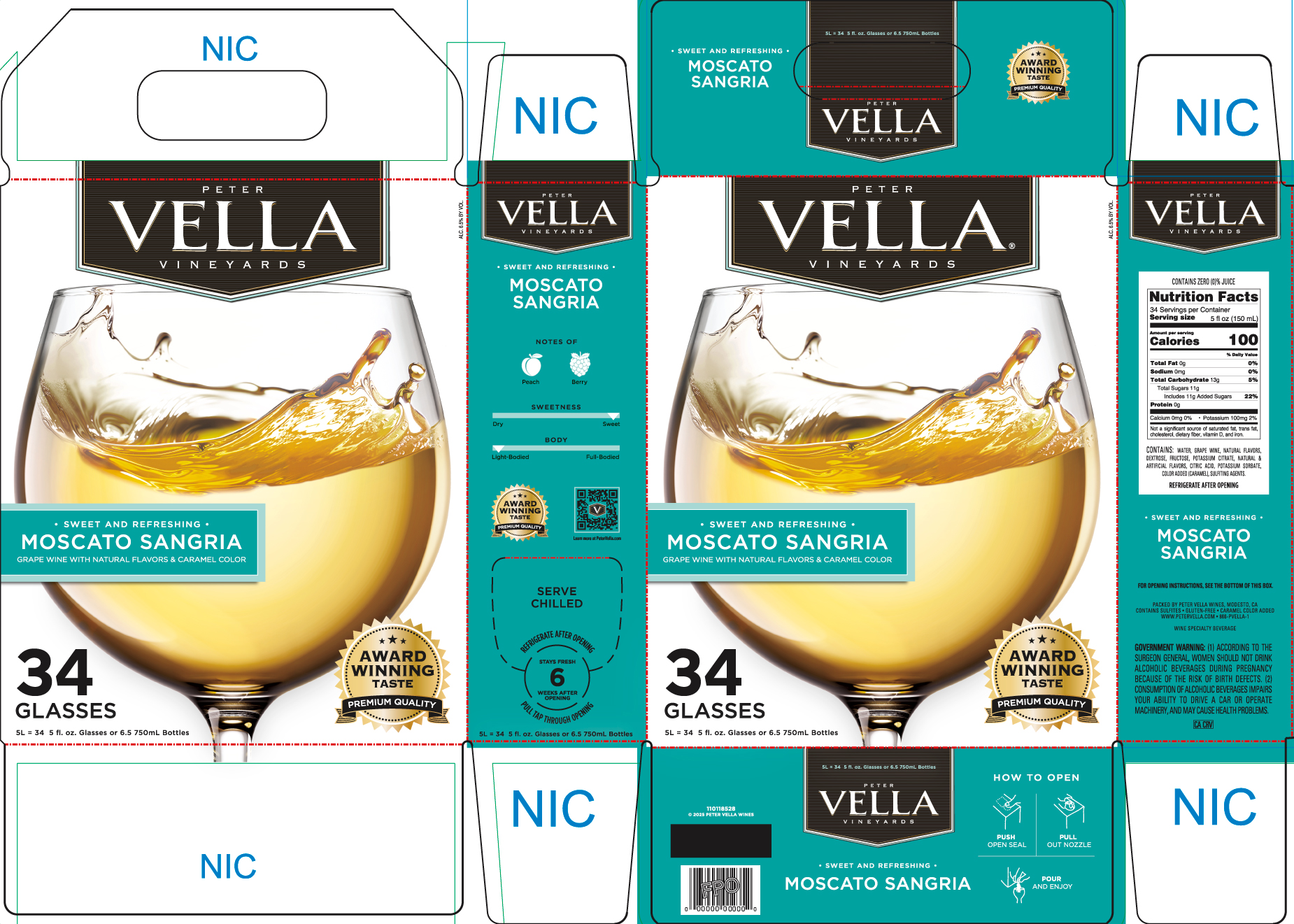 TABC label artwork for Peter Vella Moscato Sangria