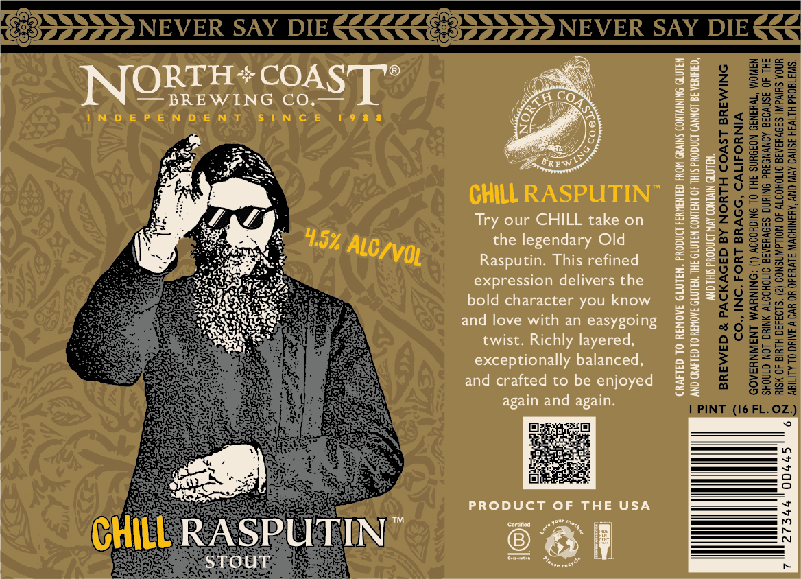 TABC label artwork for North Coast Brewing Co. Inc. Chill Rasputin