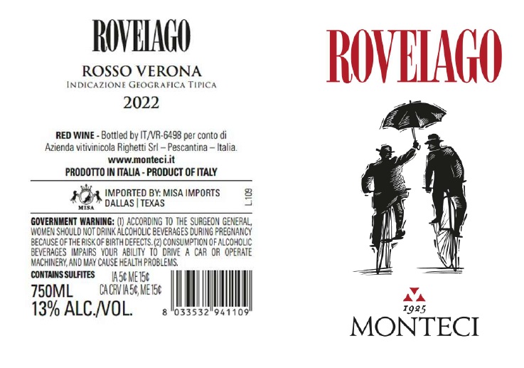 TABC label artwork for ROVEIAGO ROSSO VERONA