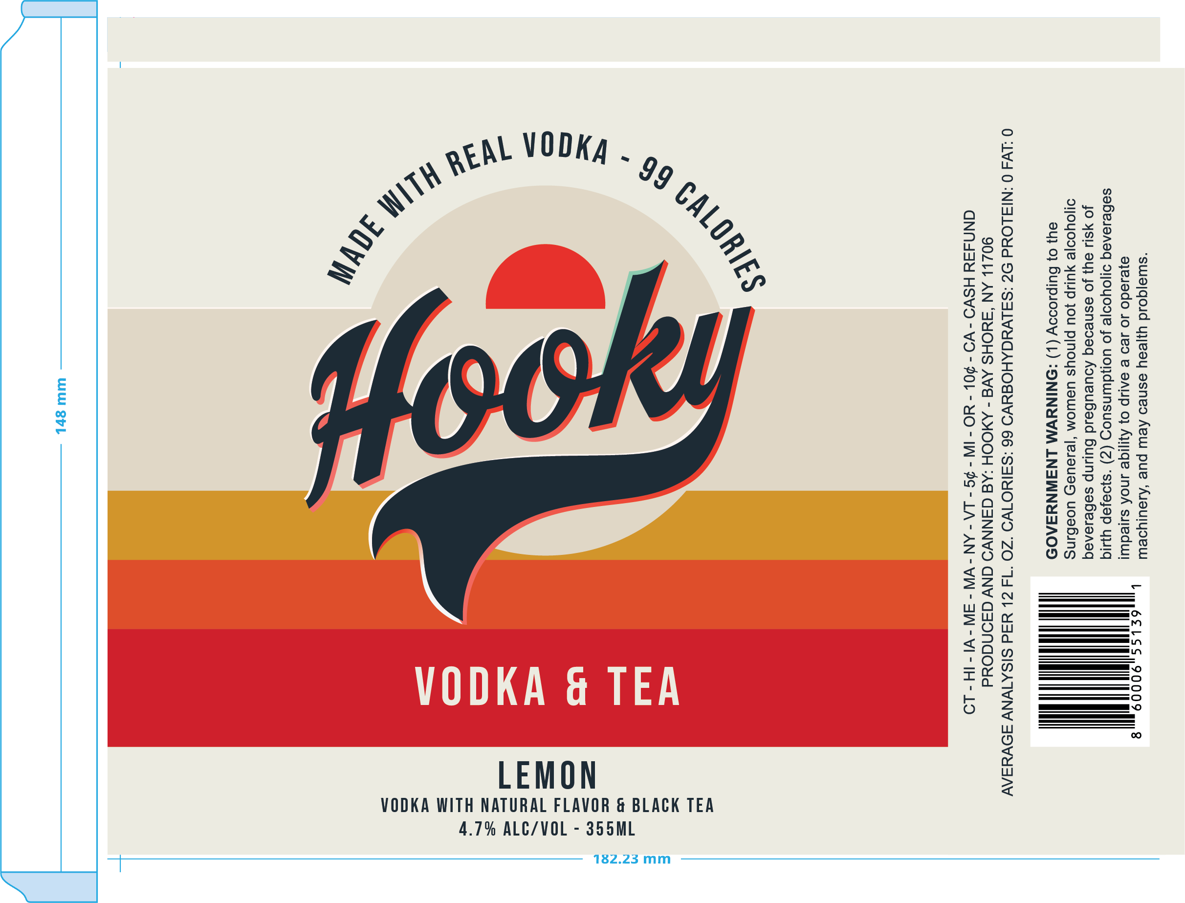TABC label artwork for Hooky Vodka & Tea Lemon