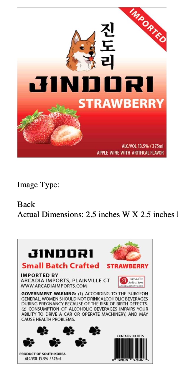 TABC label artwork for Jindori Strawberry