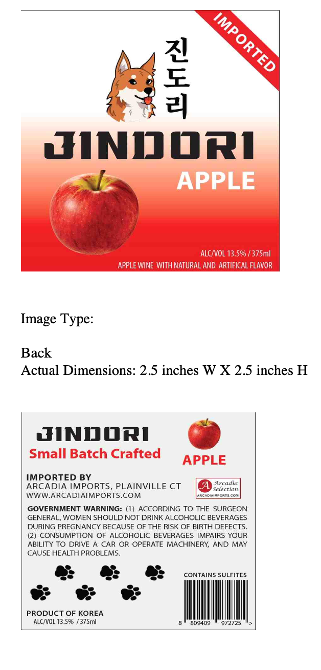TABC label artwork for Jindori Apple