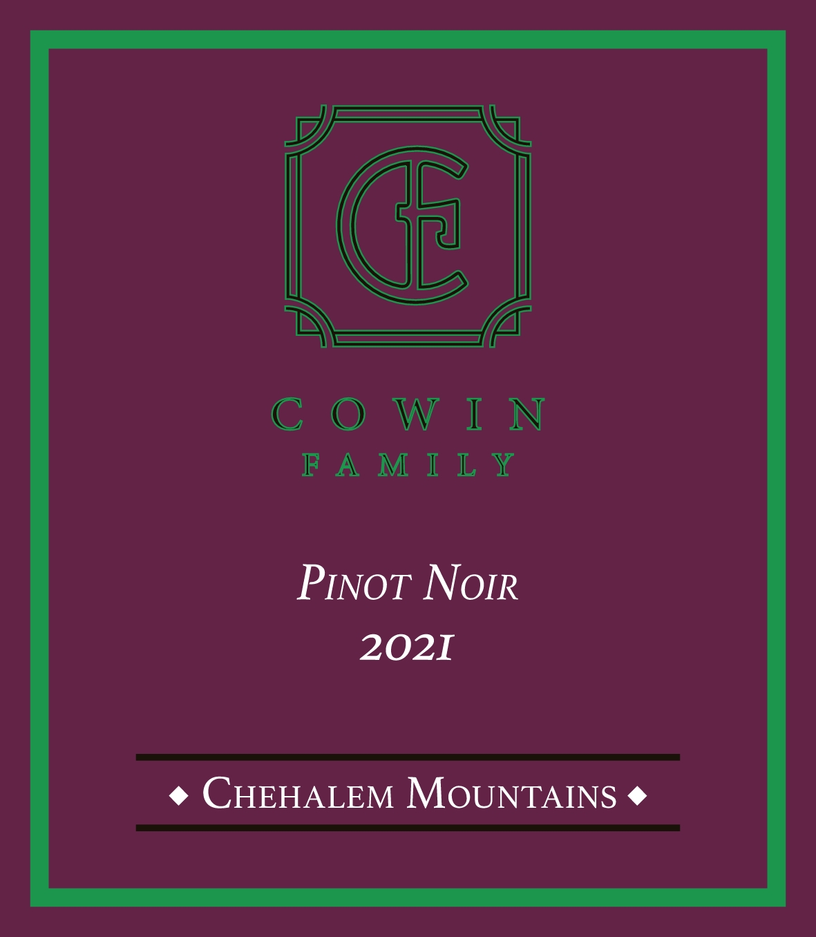 TABC label artwork for Cowin Family Pinot Noir