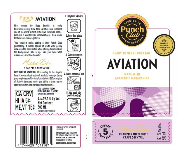 TABC label artwork for Punch Club Aviation