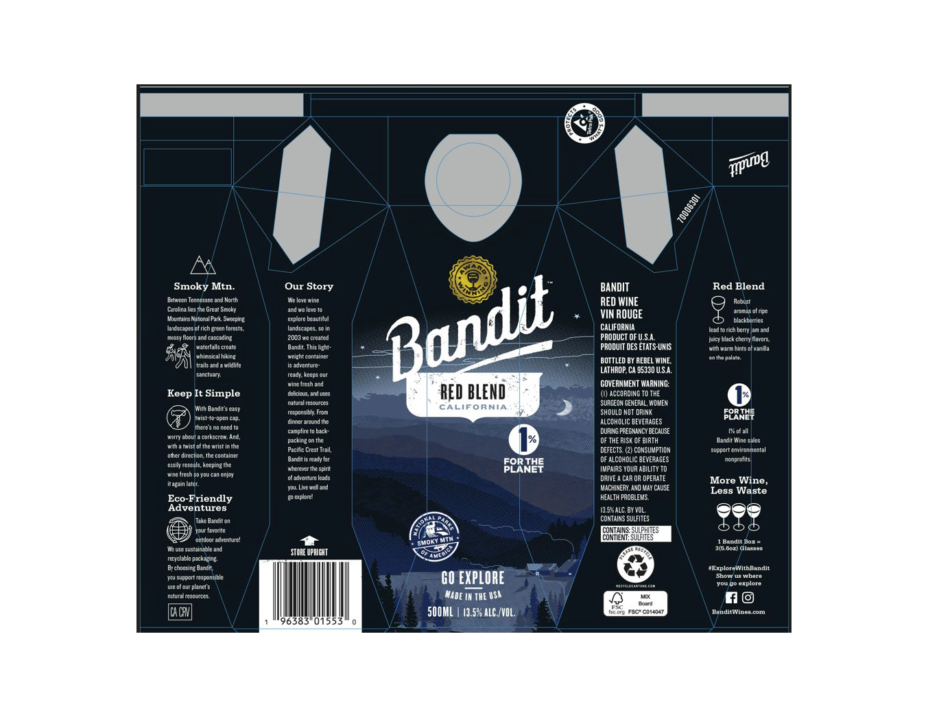 TABC label artwork for Bandit Red Wine Blend Ca 500 ml