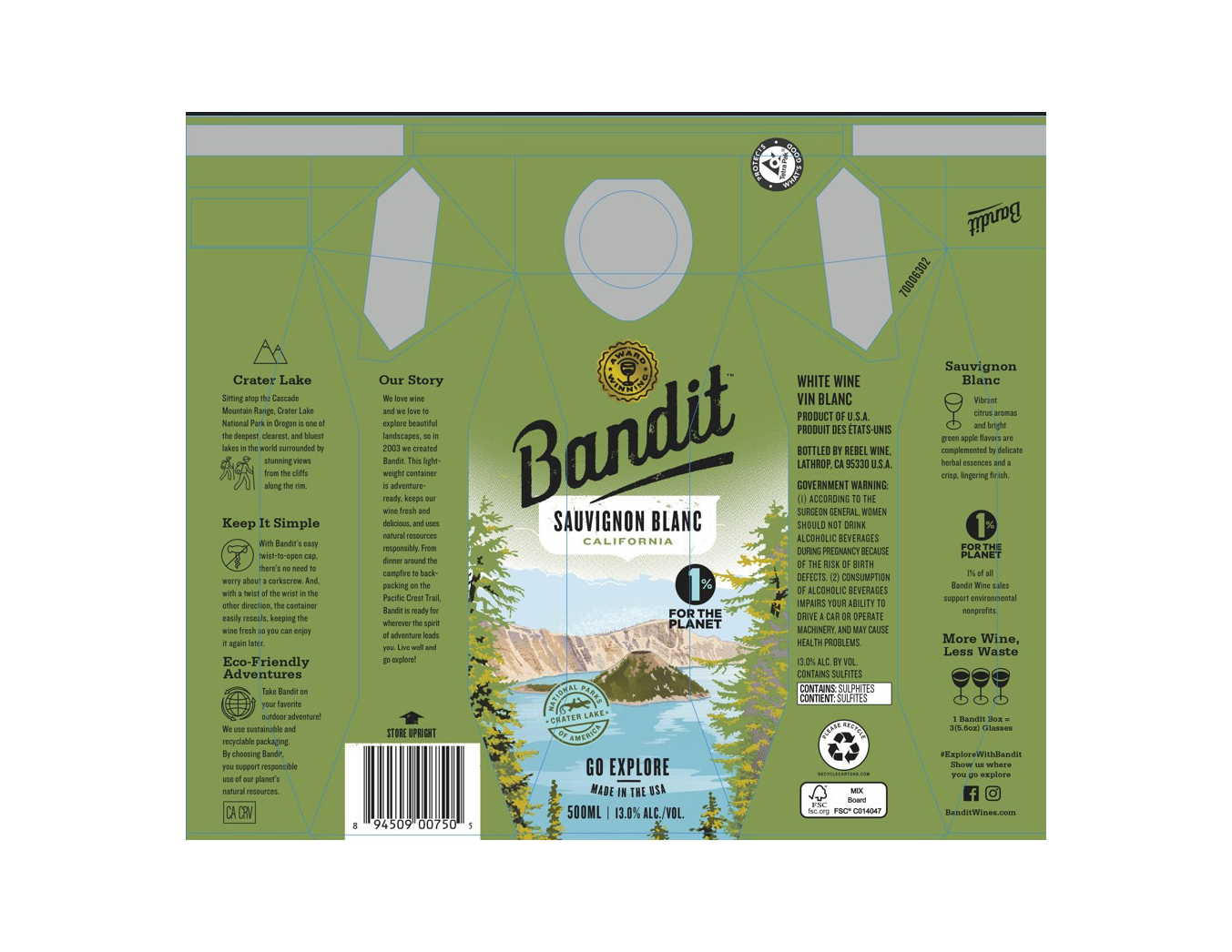 TABC label artwork for Bandit Sauvignon Blanc Ca 500 ml