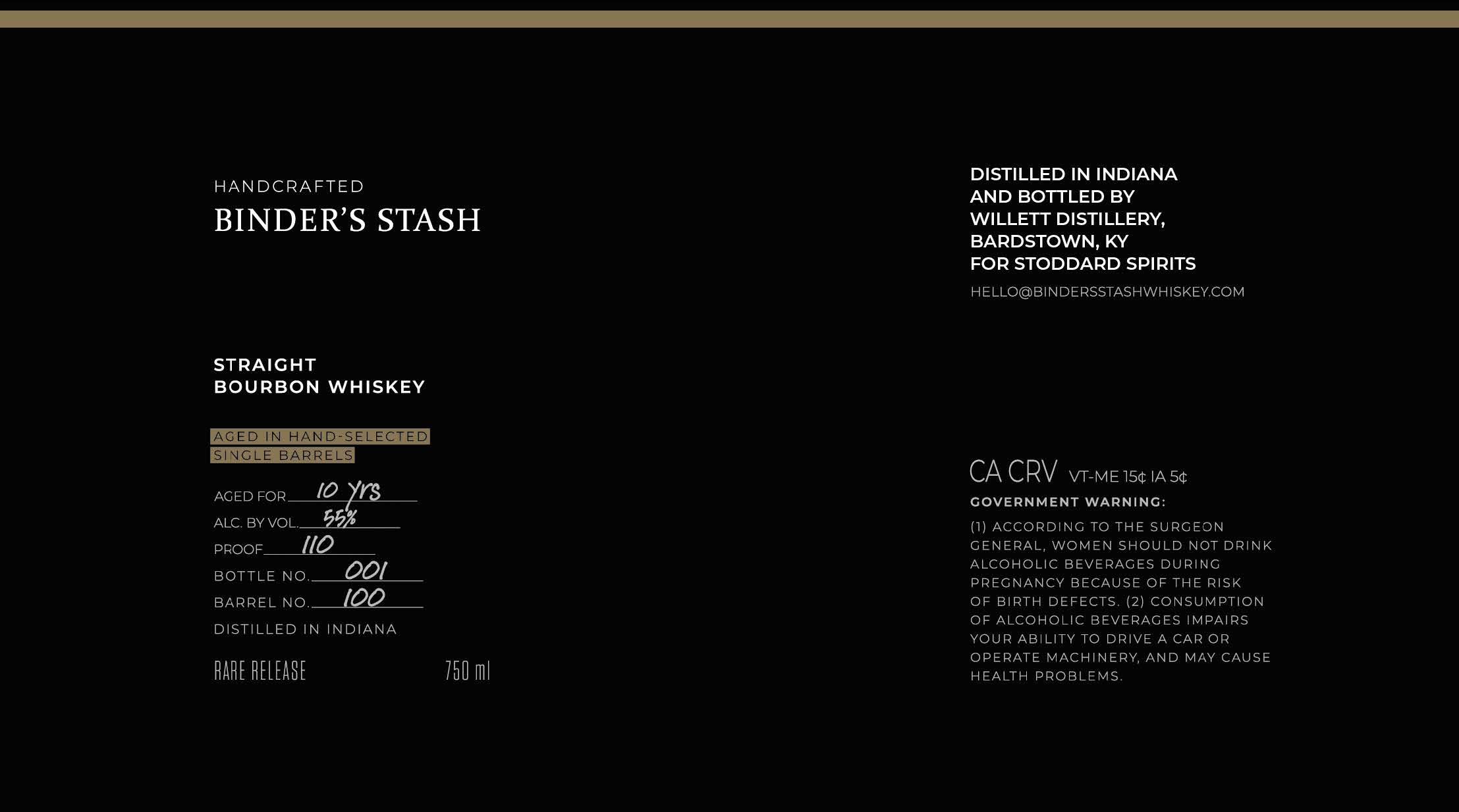 TABC label artwork for Binder's Stash Bourbon (IN)