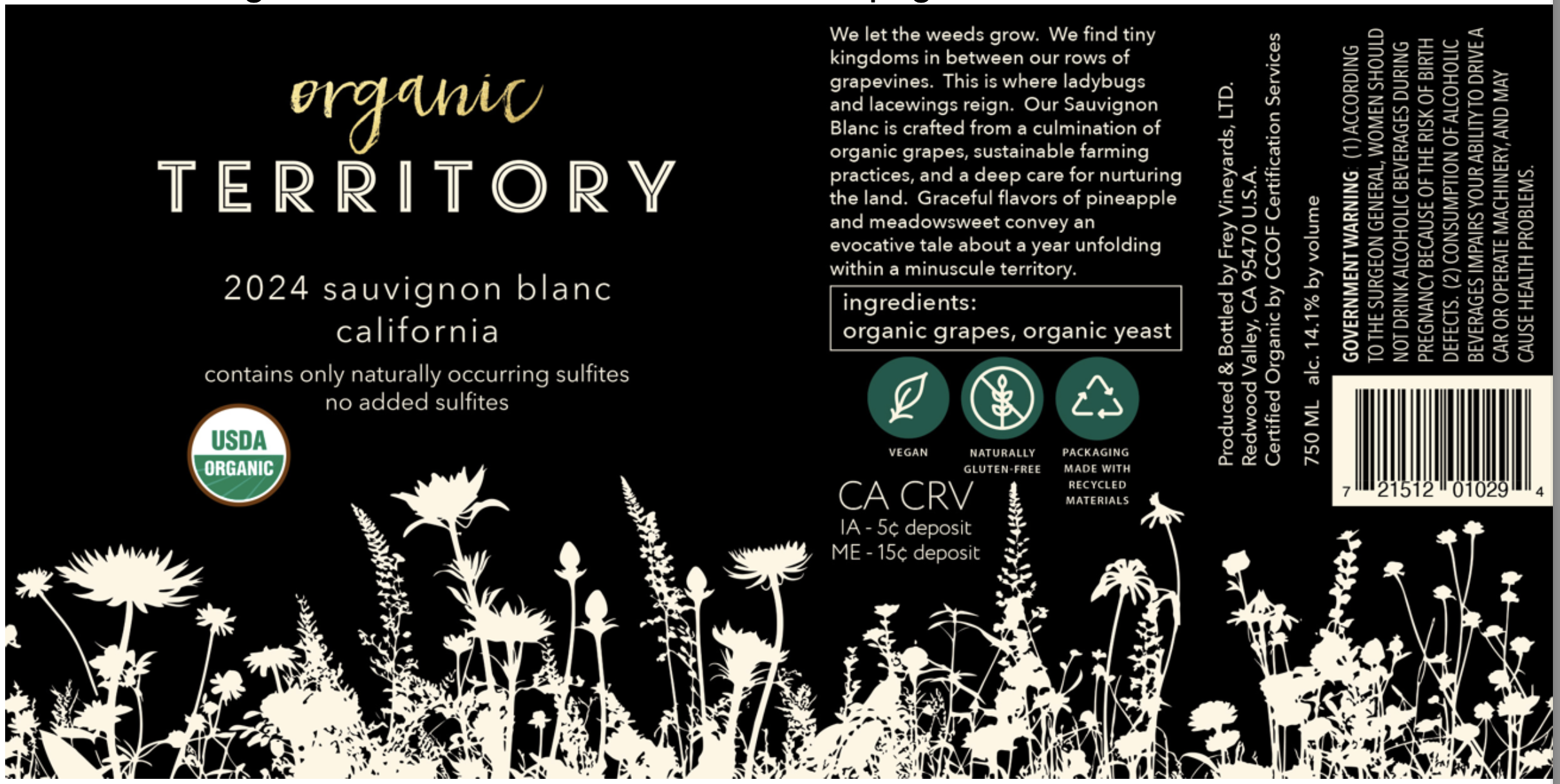 TABC label artwork for Organic Territory Sauvignon Blanc 2024