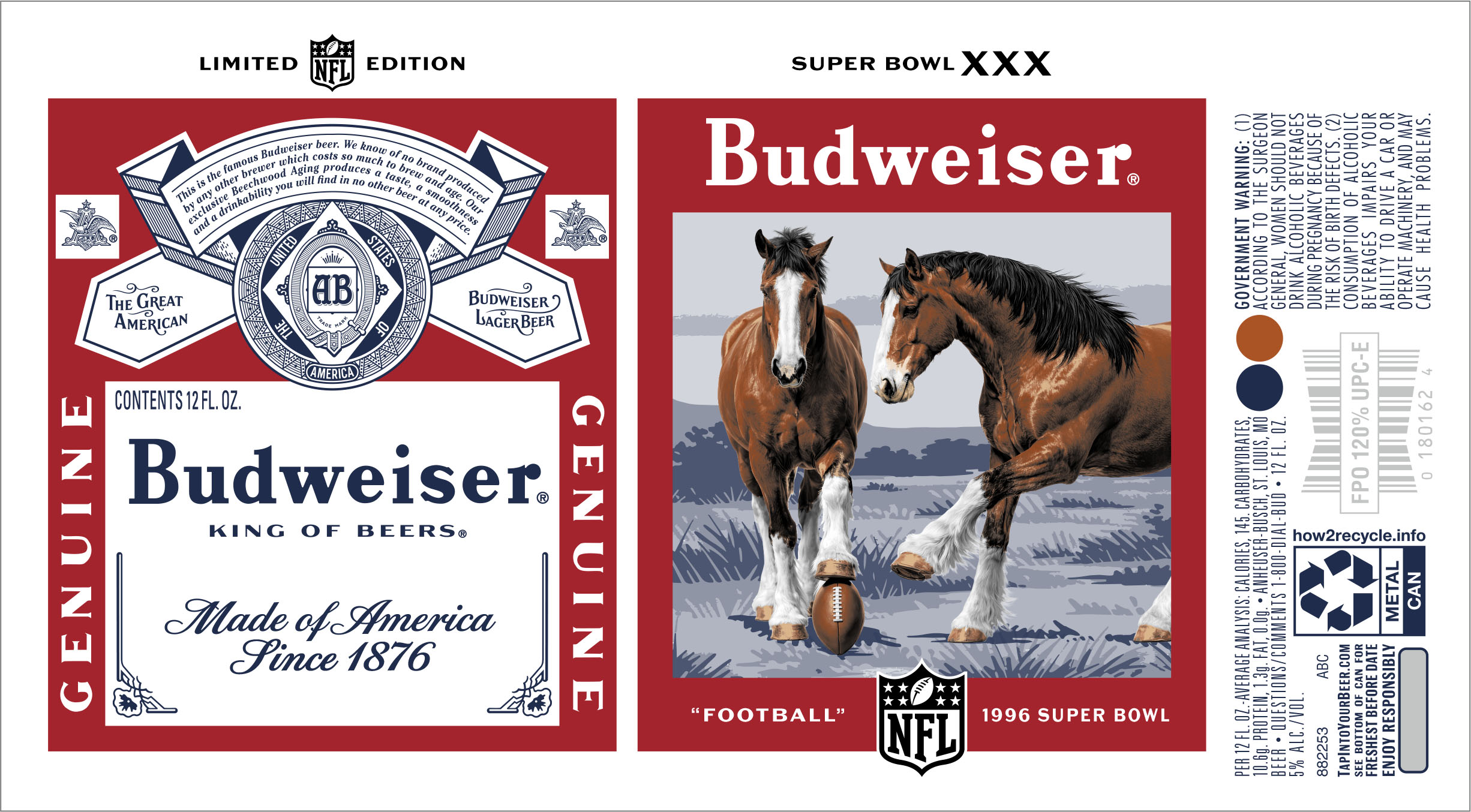 TABC label artwork for BUDWEISER 2027 NFL SUPERBOWL 12 OZ. CAN CLYDESDALES WITH FOOTBALL