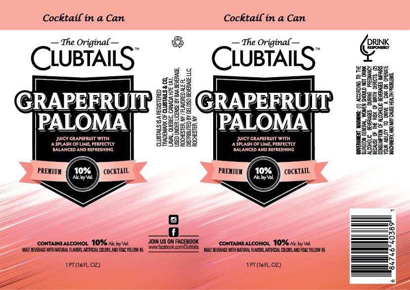 TABC label artwork for Clubtails Grapefruit Paloma