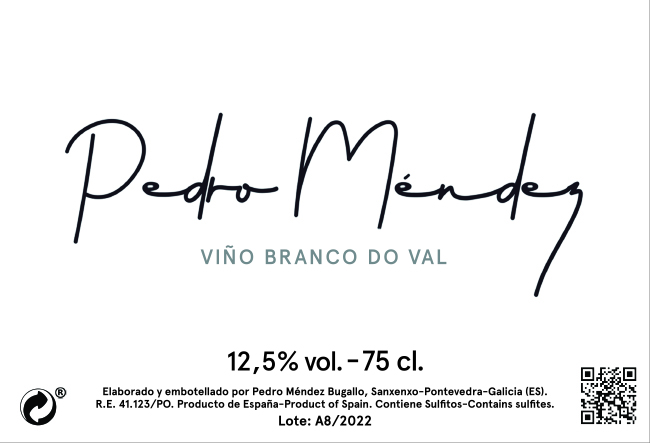 TABC label artwork for Pedro Mendez, Viño branco 'Pedro Méndez' (DO Rías Baixas, Albariño)