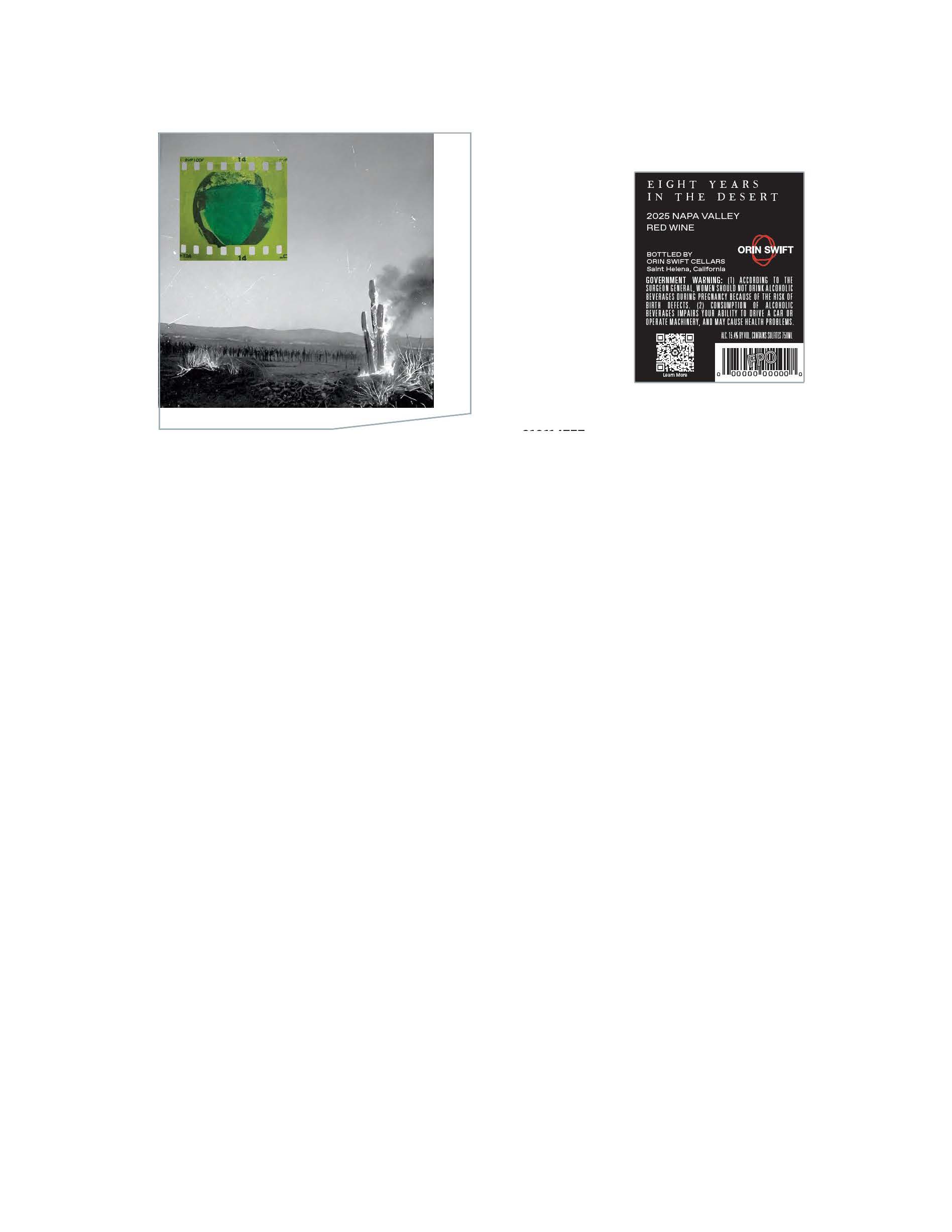 TABC label artwork for Eight Years In the Desert Napa Valley