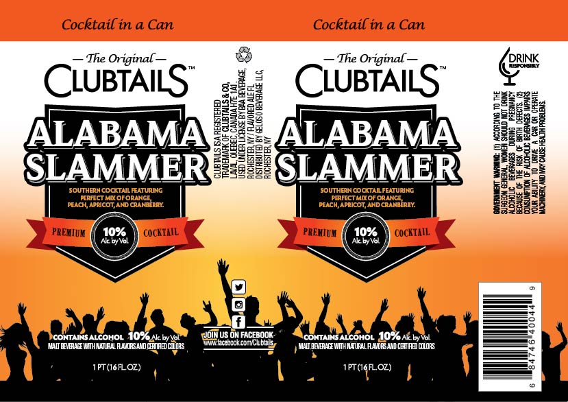TABC label artwork for Clubtails:  Alabama Slammer
