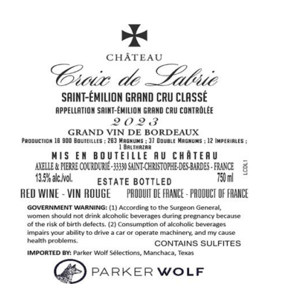 TABC label artwork for CHATEAU CROIX DE LABRIE