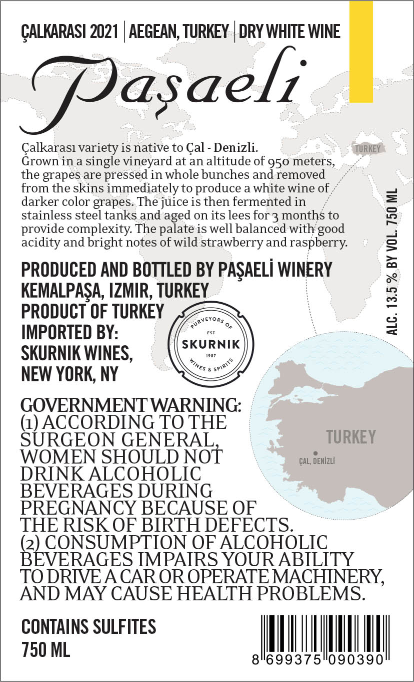 TABC label artwork for Calkarasi Blanc de Noir, Pasaeli